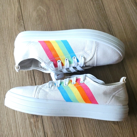 Sole Mates Rainbow Canvas Platform Sneakers - Picture 9 of 10